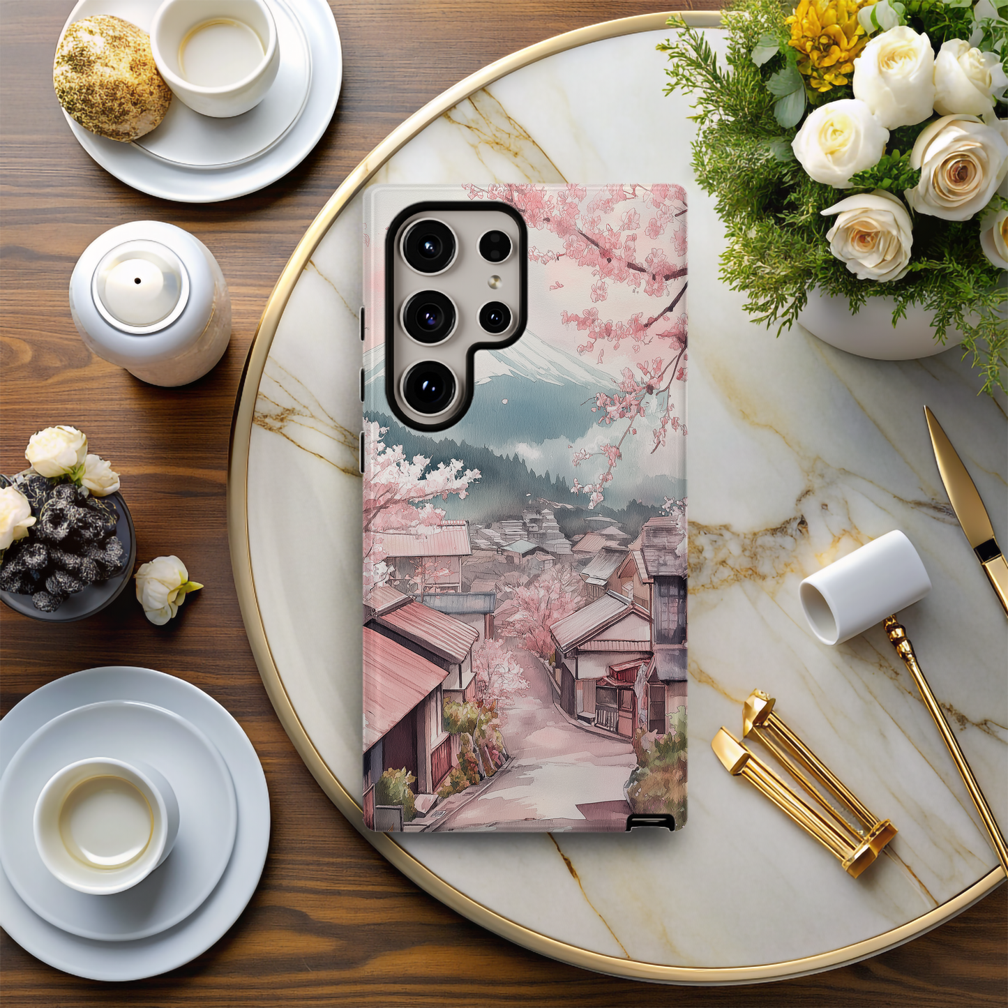 Vintage Japanese Village Phone Case – Tranquil Tradition with Everyday Protection