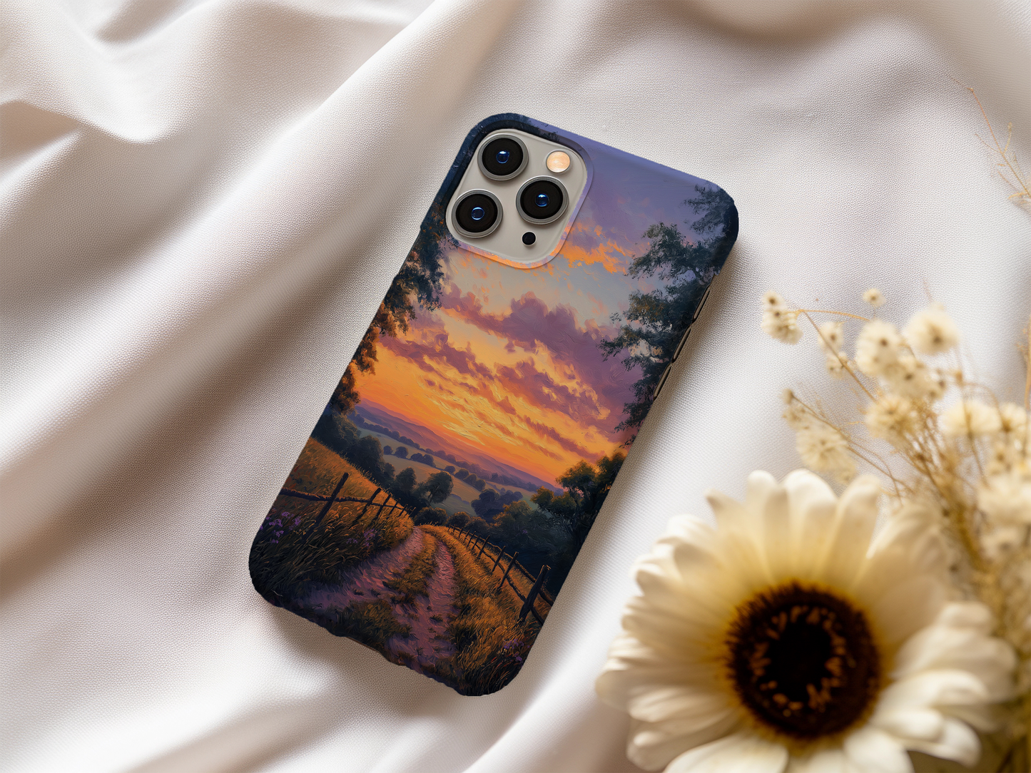 Sunset Over Country Phone Case – Golden Hour Serenity with Everyday Protection