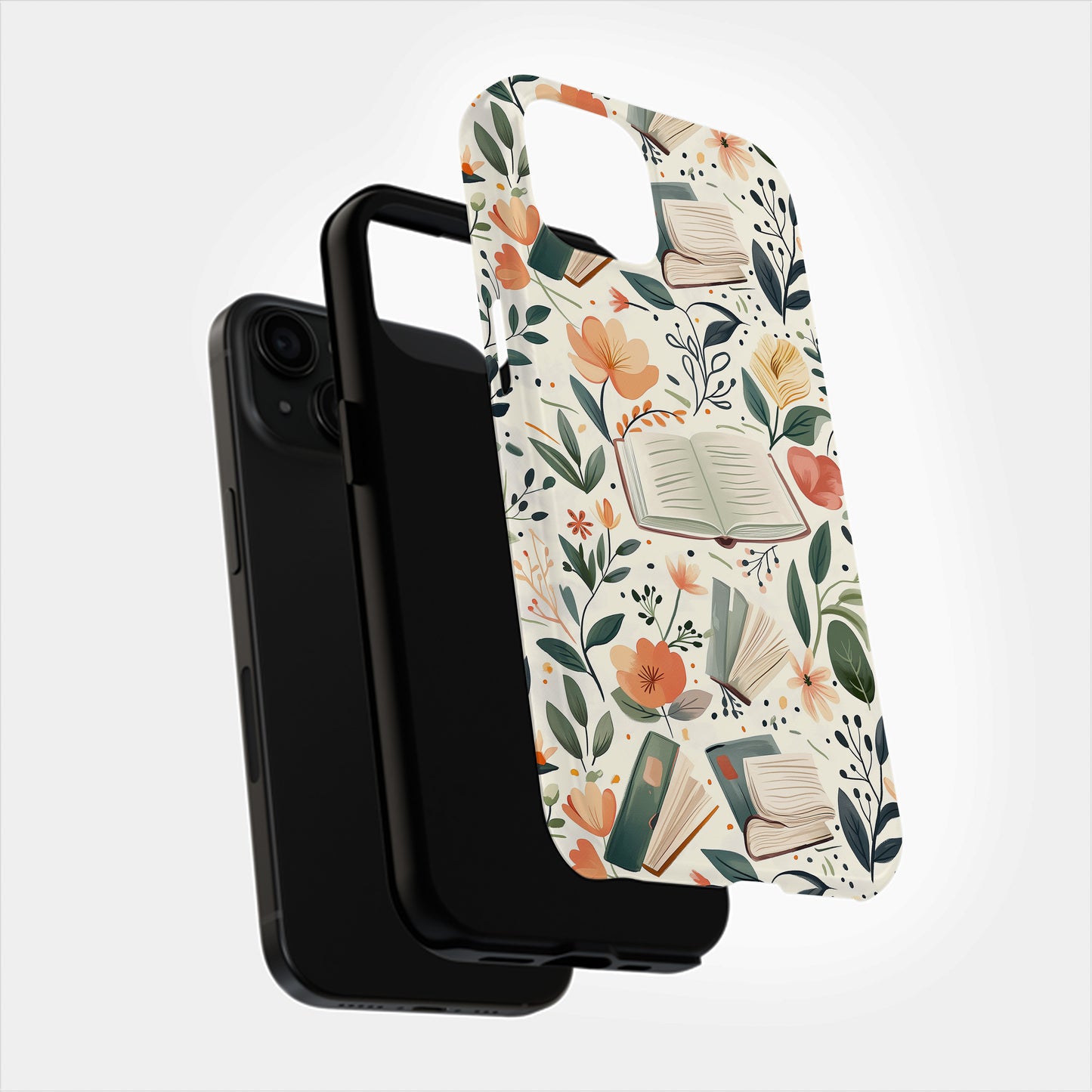 Books & Floral Phone Case – Literary Elegance with Everyday Protection