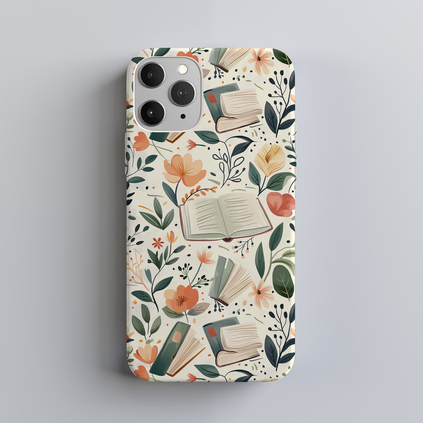 Books & Floral Phone Case – Literary Elegance with Everyday Protection