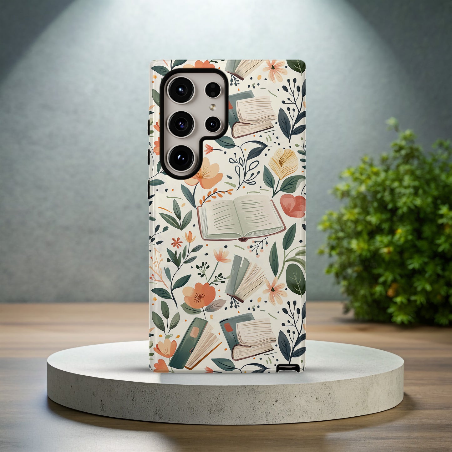 Books & Floral Phone Case – Literary Elegance with Everyday Protection