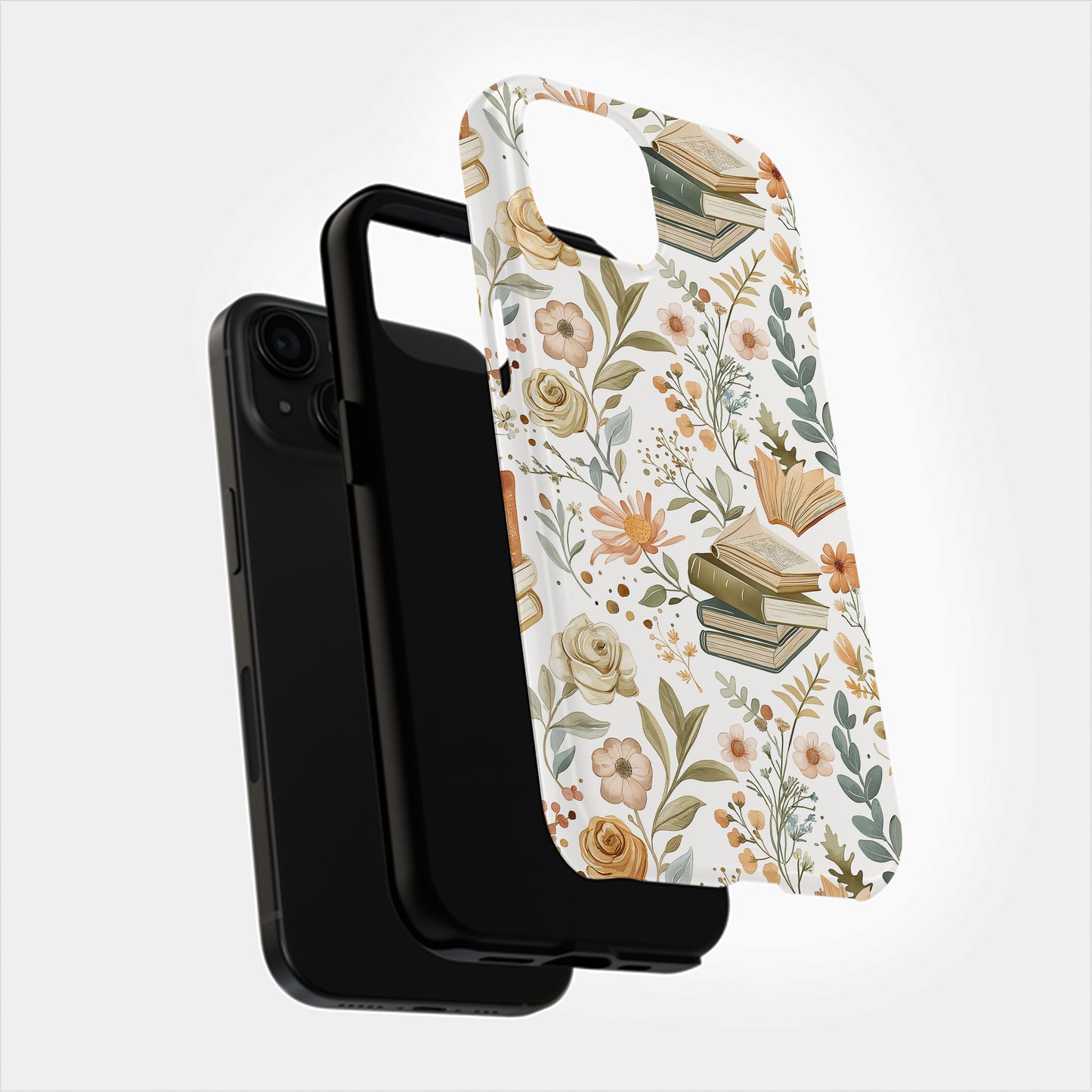 Books & Floral Phone Case – Literary Elegance with Everyday Protection