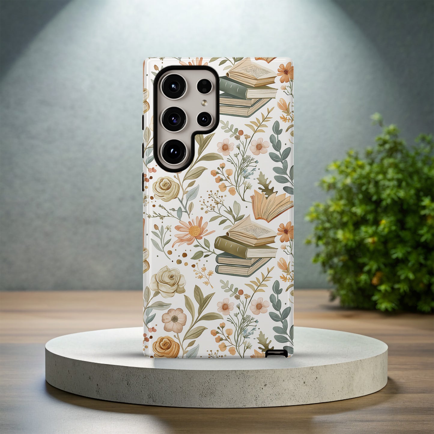 Books & Floral Phone Case – Literary Elegance with Everyday Protection