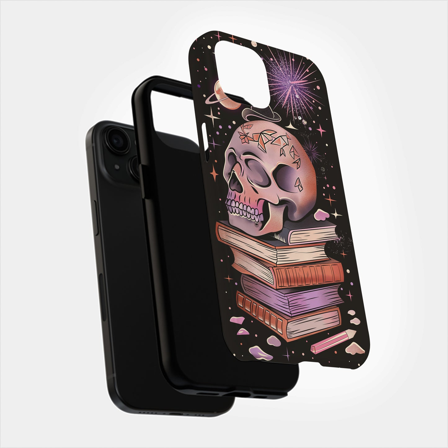 Skulls & Books Phone Case – Dark Academia Meets Timeless Knowledge