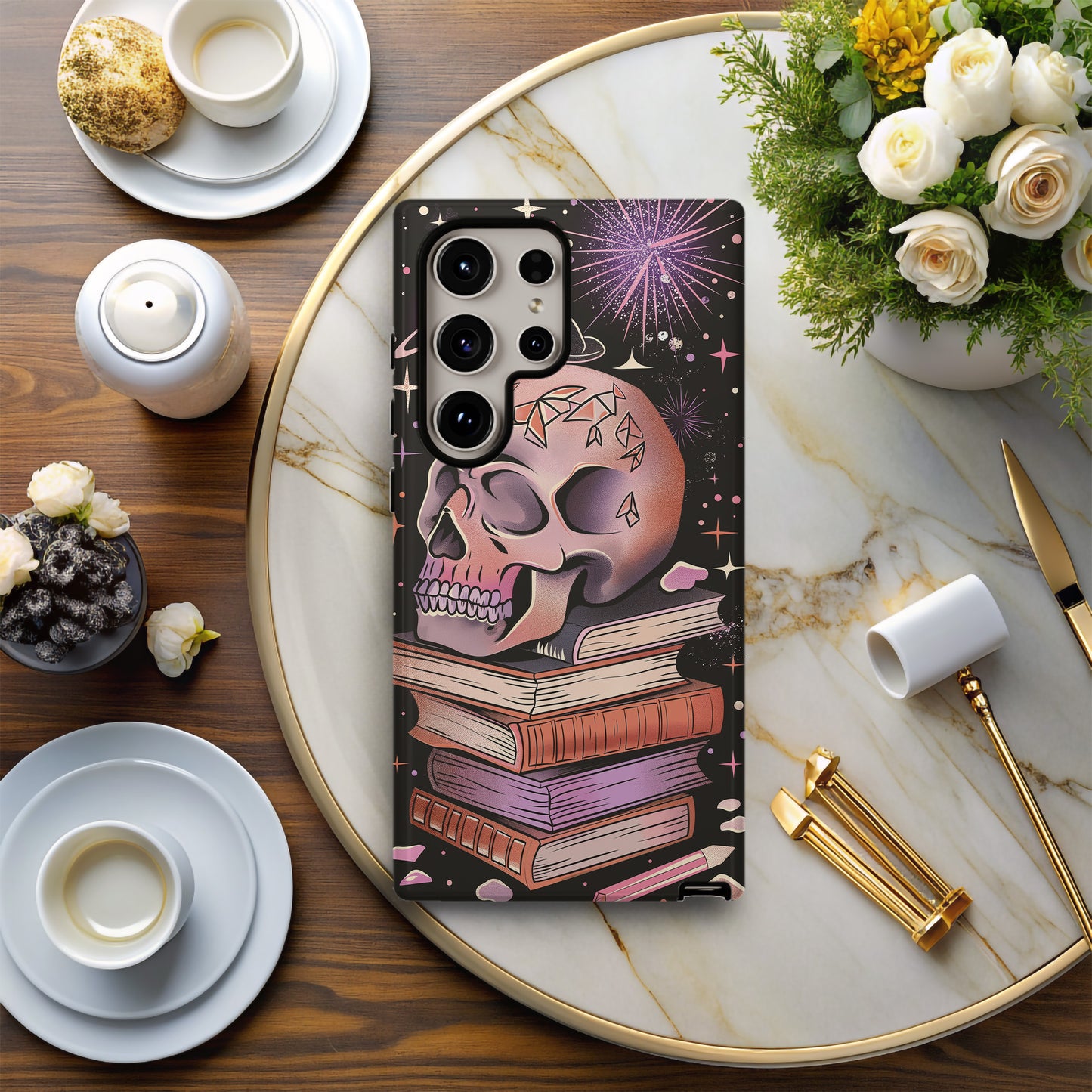 Skulls & Books Phone Case – Dark Academia Meets Timeless Knowledge