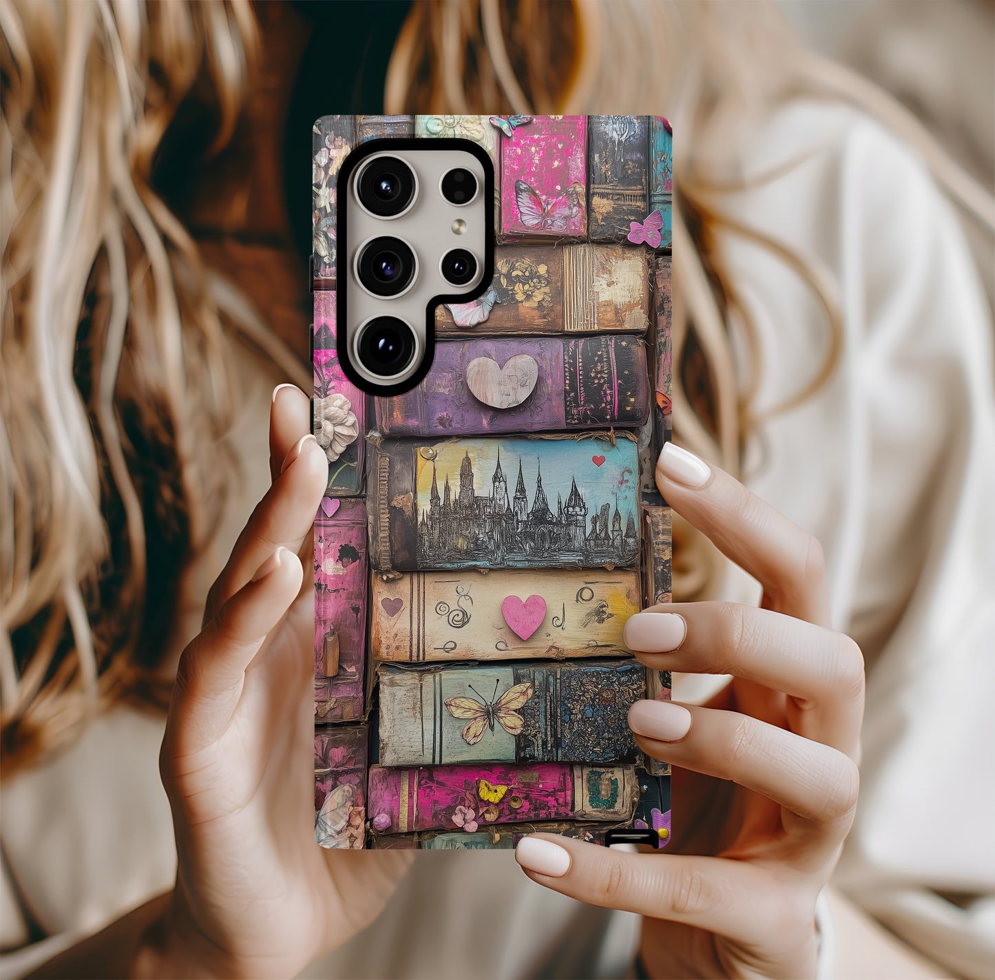 Whimsical Wooden Books Phone Case – Enchanting Literature with Everyday Protection