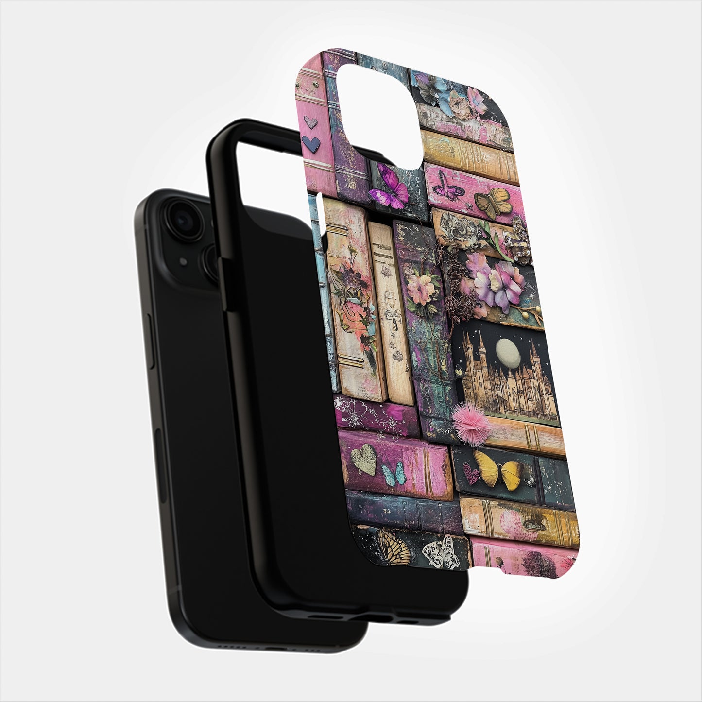 Whimsical Wooden Books Phone Case – Enchanting Literature with Everyday Protection