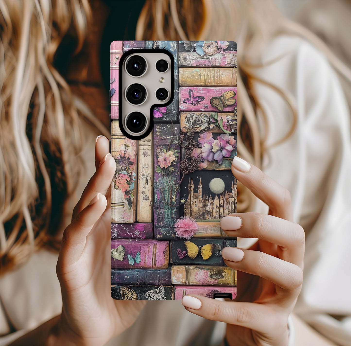Whimsical Wooden Books Phone Case – Enchanting Literature with Everyday Protection