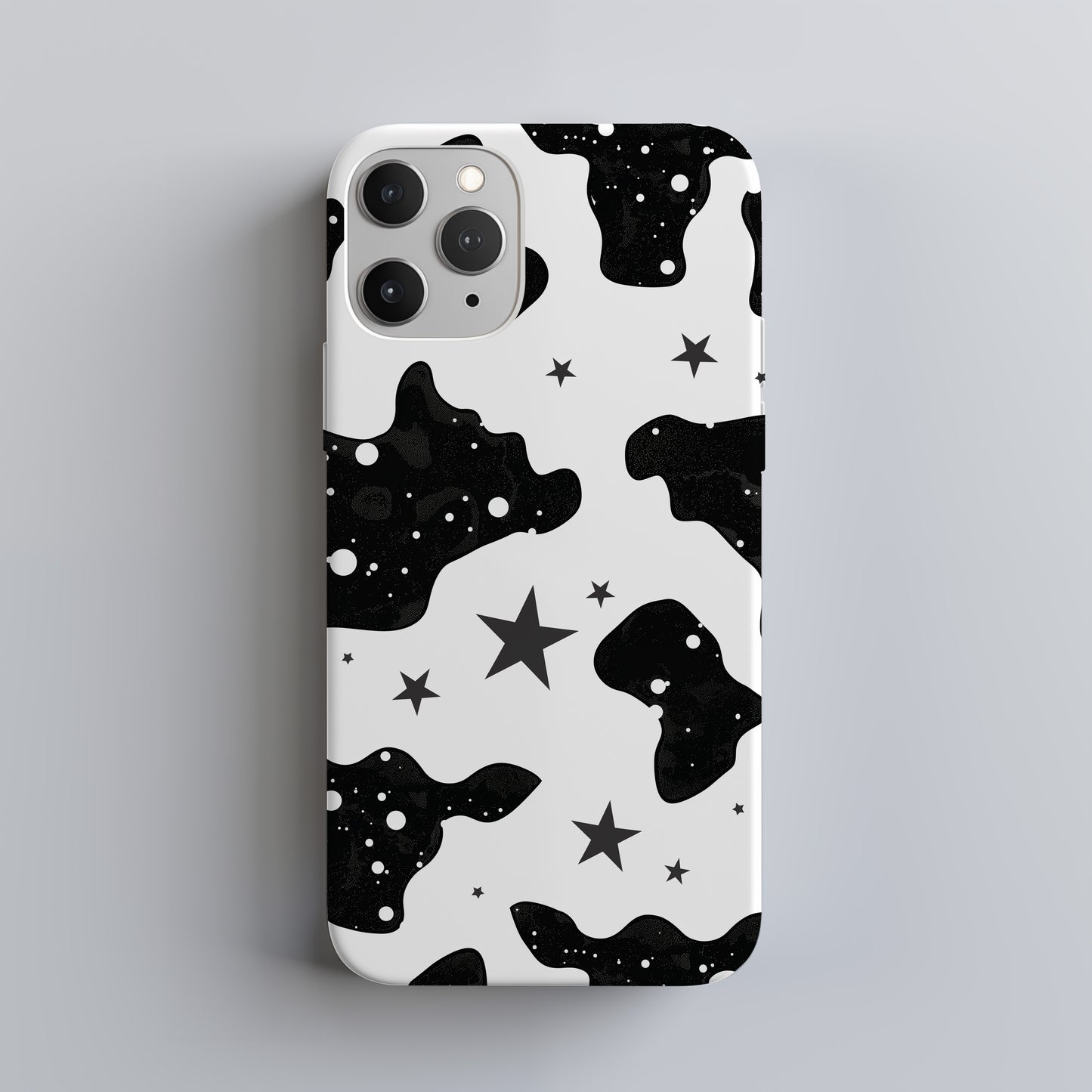 Cow Print & Stars Phone Case – Trendy, Cosmic, and Built for Protection