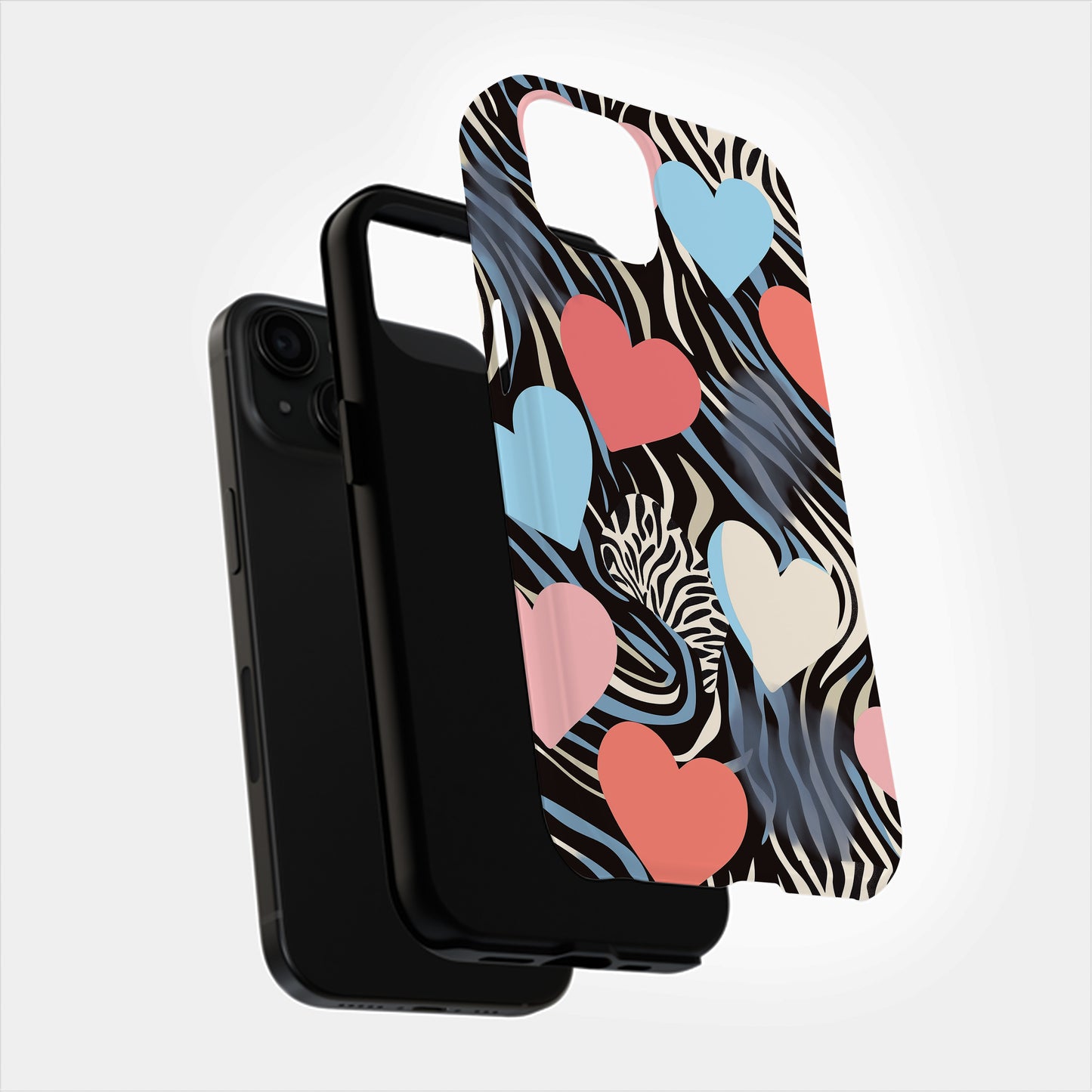 Zebra Hearts Phone Case – Bold Patterns with Everyday Protection