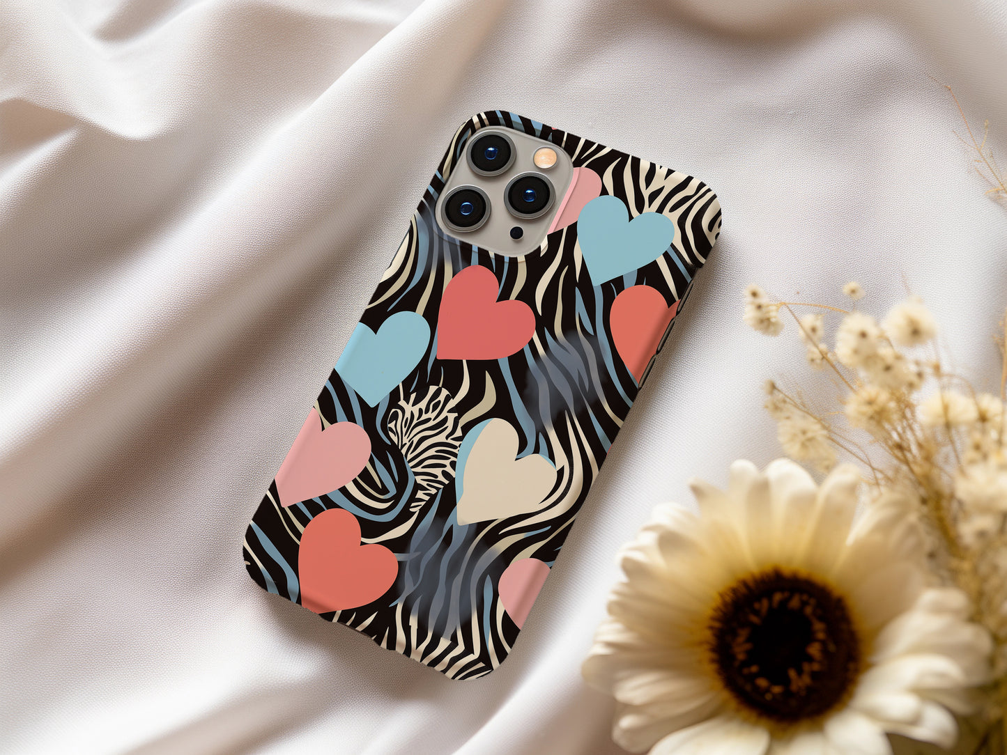 Zebra Hearts Phone Case – Bold Patterns with Everyday Protection