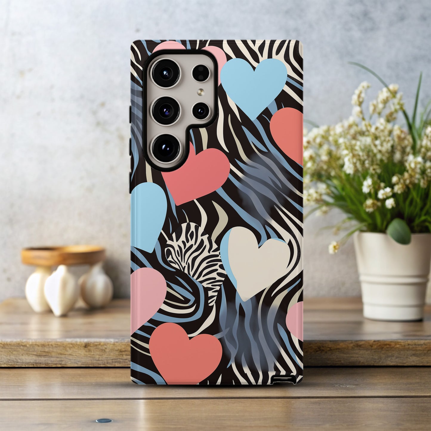 Zebra Hearts Phone Case – Bold Patterns with Everyday Protection