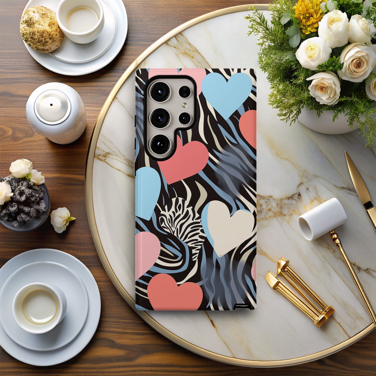 Zebra Hearts Phone Case – Bold Patterns with Everyday Protection