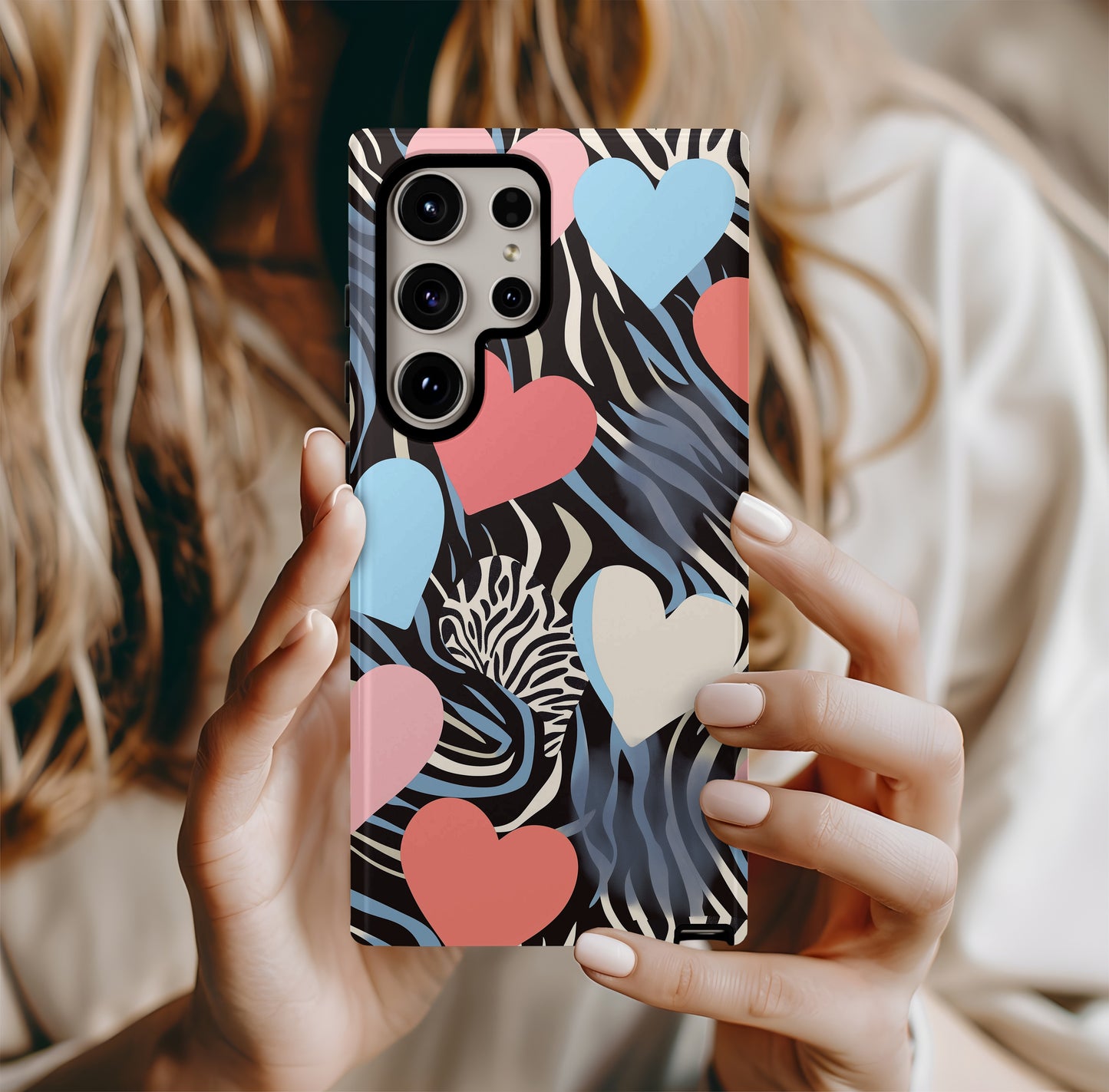 Zebra Hearts Phone Case – Bold Patterns with Everyday Protection