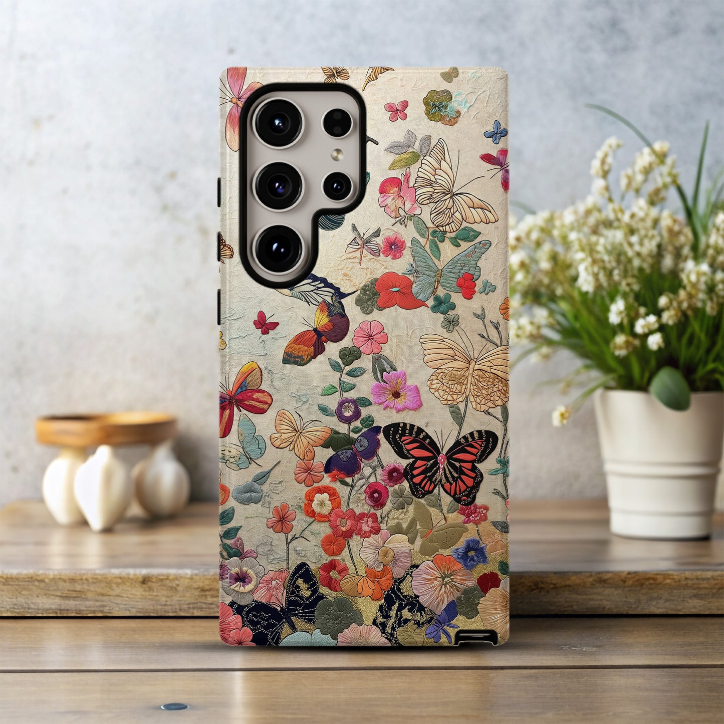 Embroidered Butterfly Phone Case – Delicate Elegance with Everyday Protection