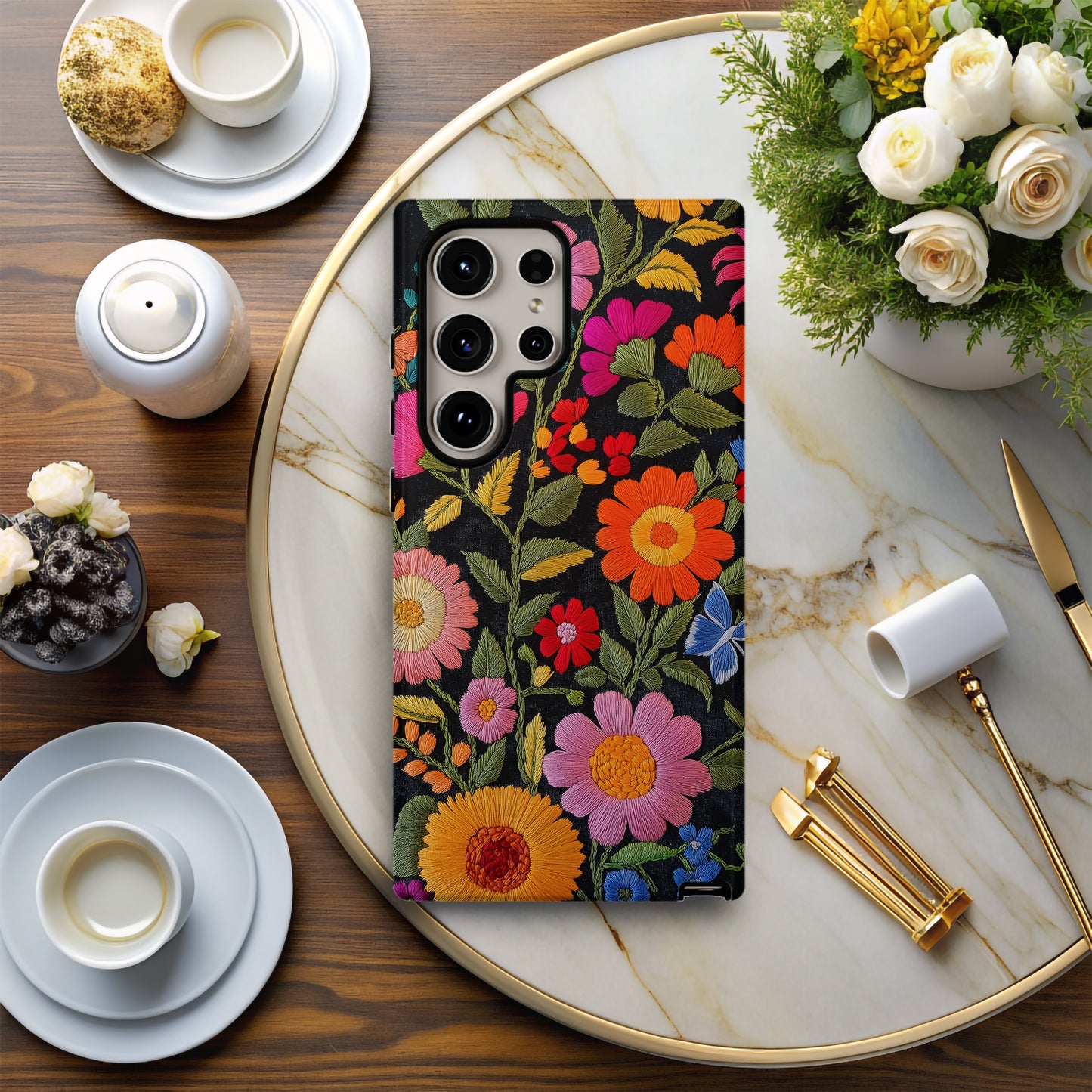 Embroidered Wildflower Phone Case – Nature’s Beauty with Everyday Protection
