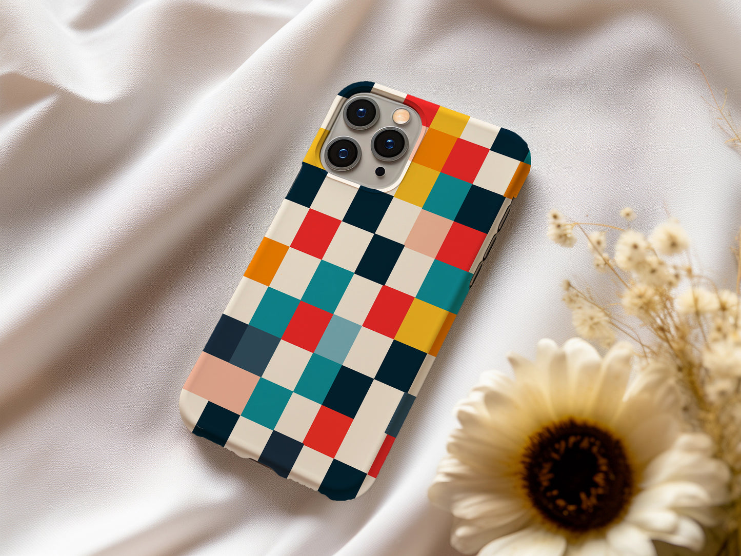 Colorful Checkers Phone Case – Bold Retro Vibes with Everyday Protection