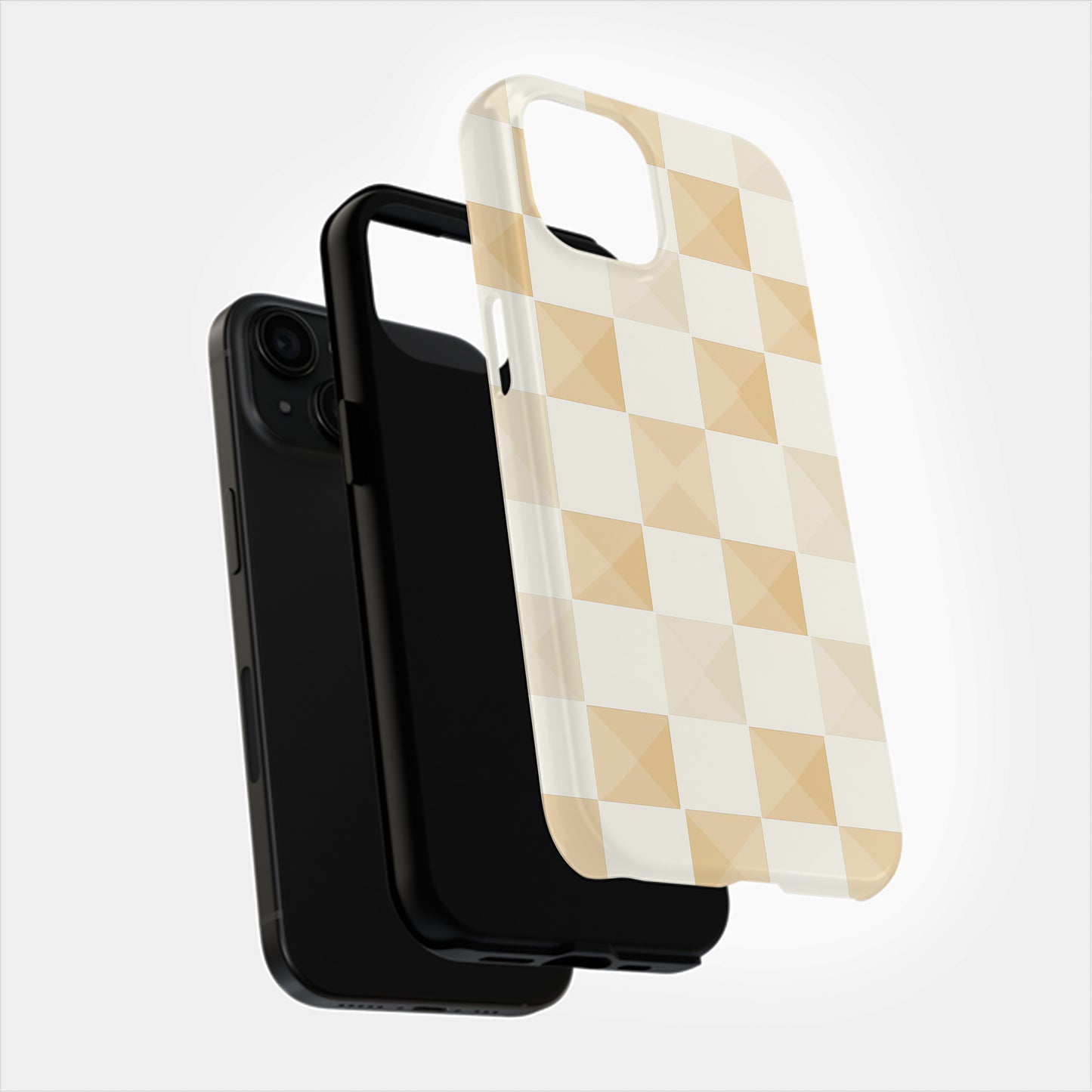 Tan Checkers Phone Case – Subtle Retro Style with Everyday Protection