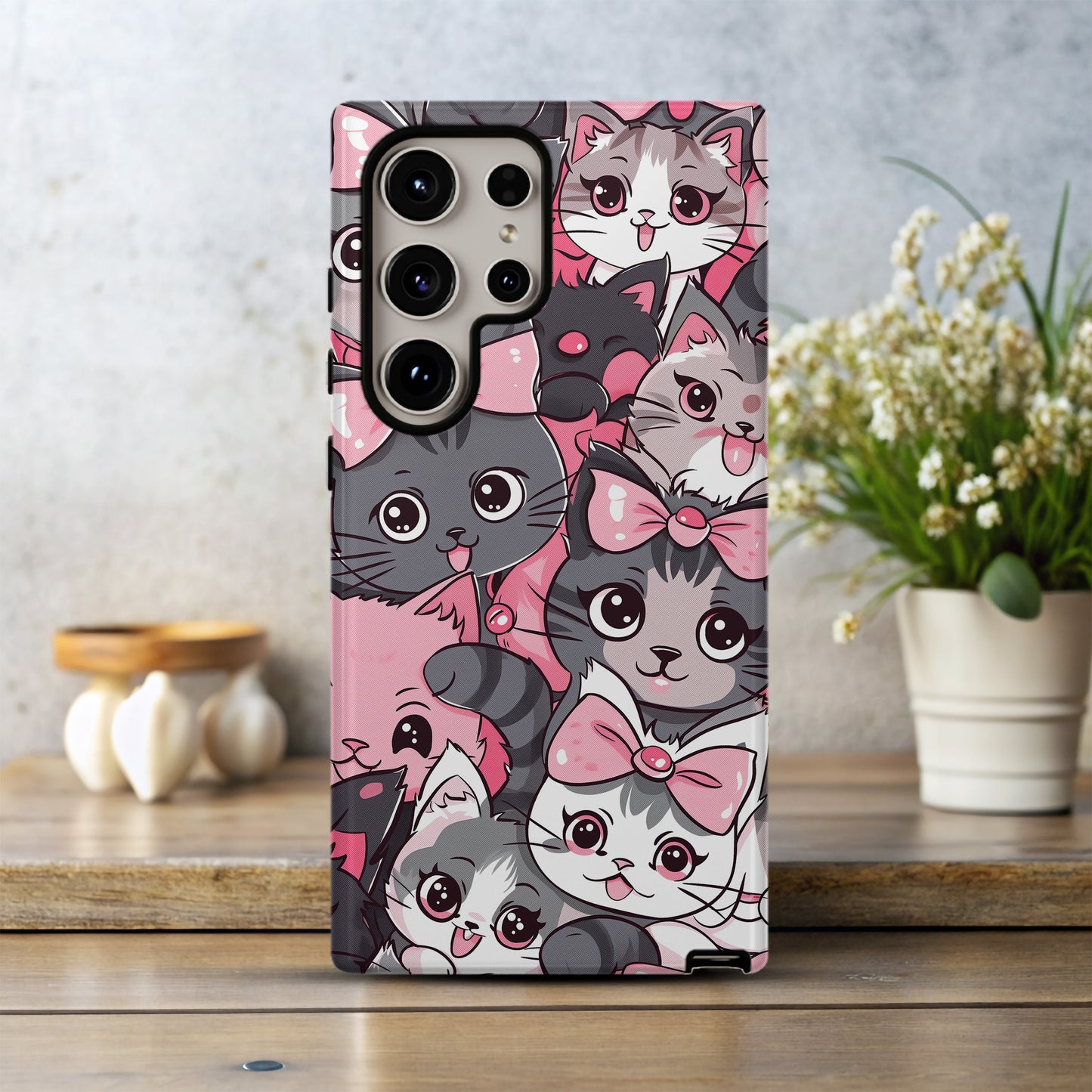 Blushy Neko Phone Case – Adorable Kawaii Cat Charm with Everyday Protection