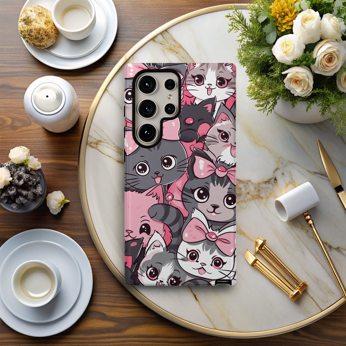 Blushy Neko Phone Case – Adorable Kawaii Cat Charm with Everyday Protection