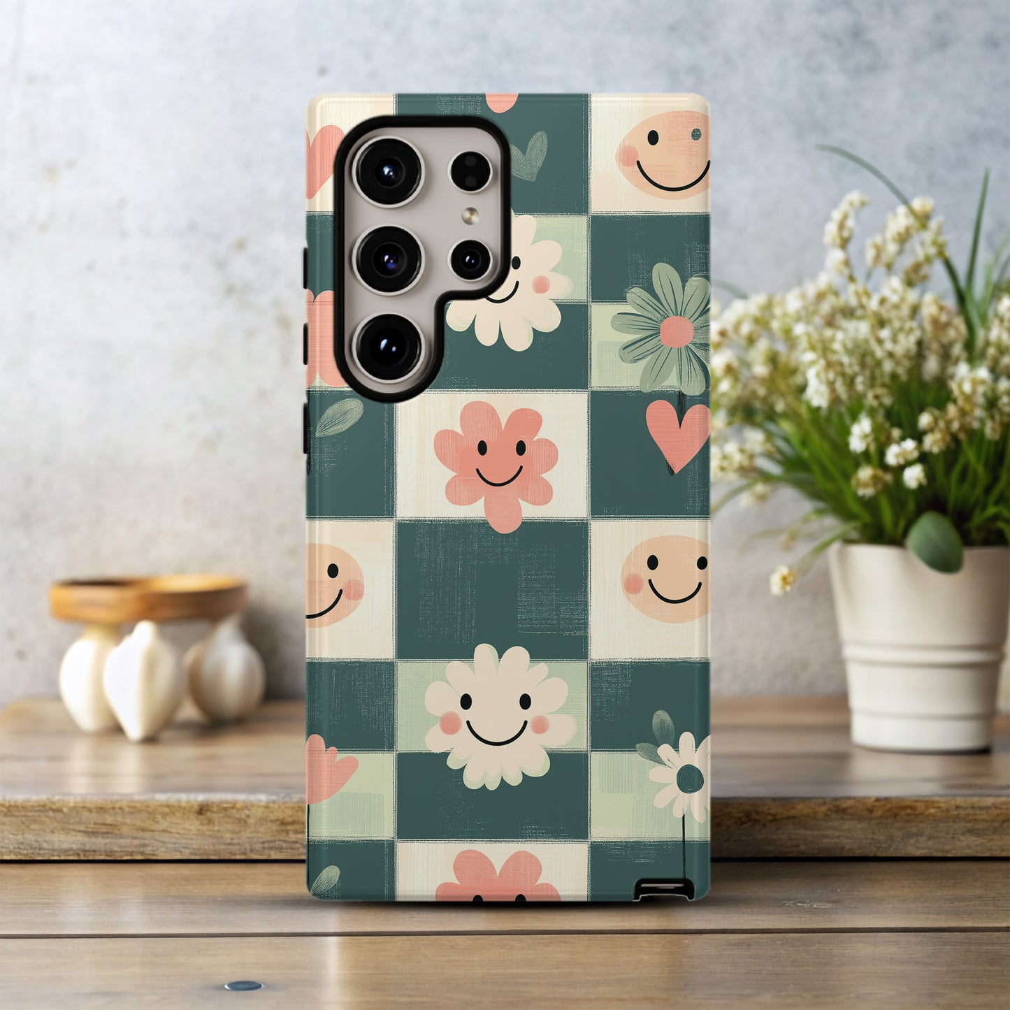 Groovy Love Checks Phone Case – Retro Romance with Everyday Protection