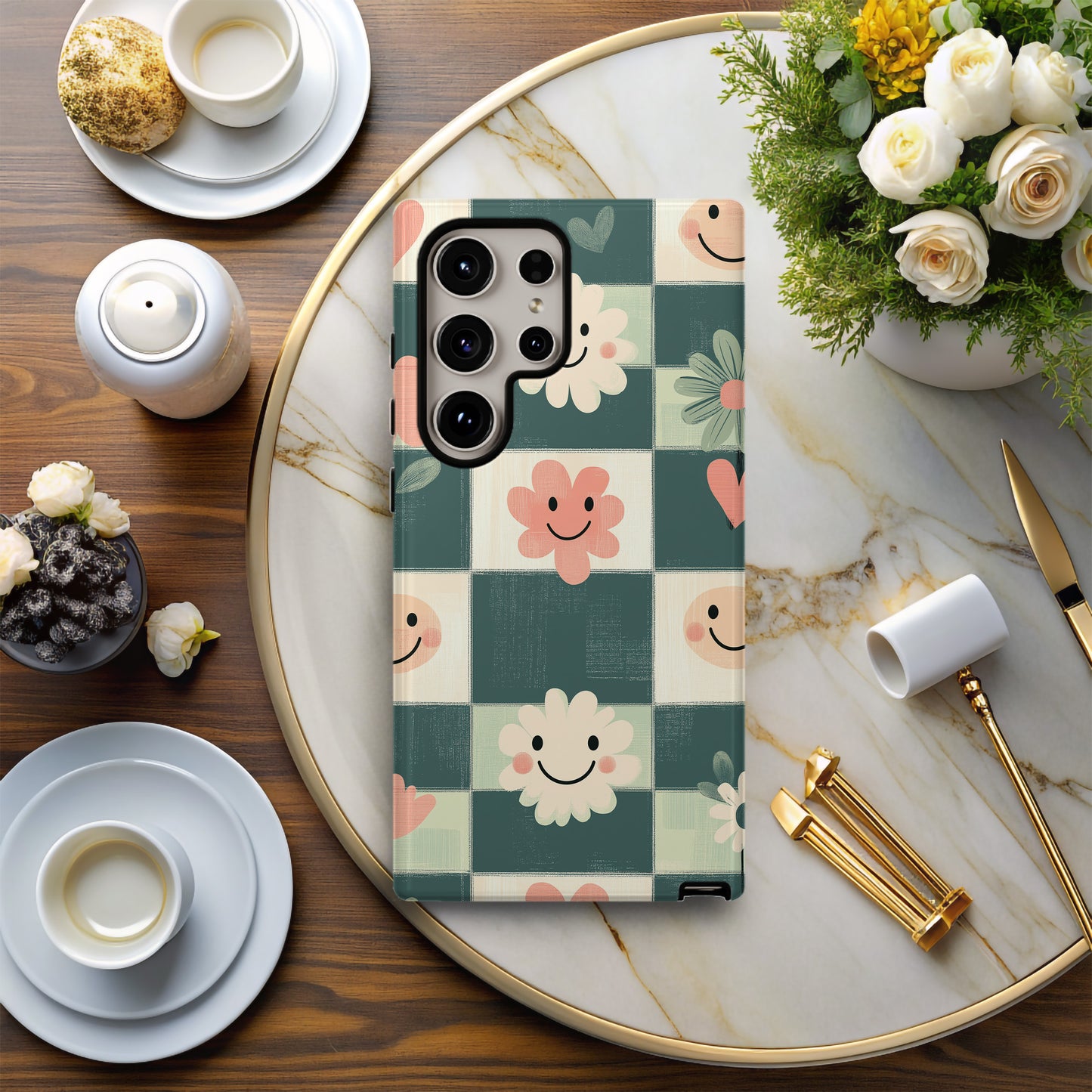 Groovy Love Checks Phone Case – Retro Romance with Everyday Protection