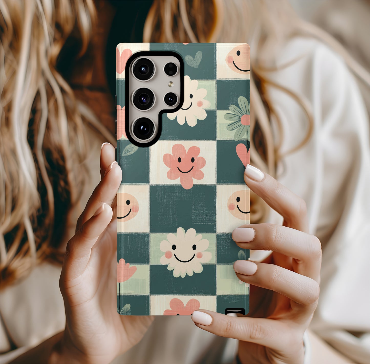 Groovy Love Checks Phone Case – Retro Romance with Everyday Protection