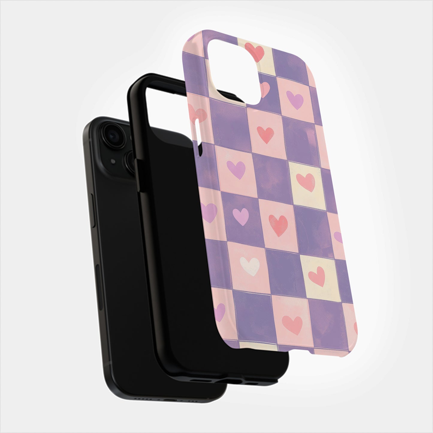 Checkered Love Phone Case – Bold Pattern, Sweet Heart with Everyday Protection