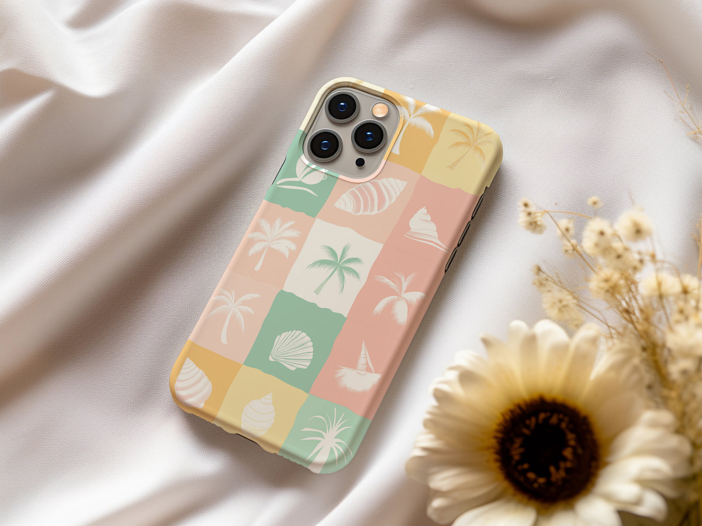 Seashell Squares Phone Case – Coastal Elegance with Everyday Protection