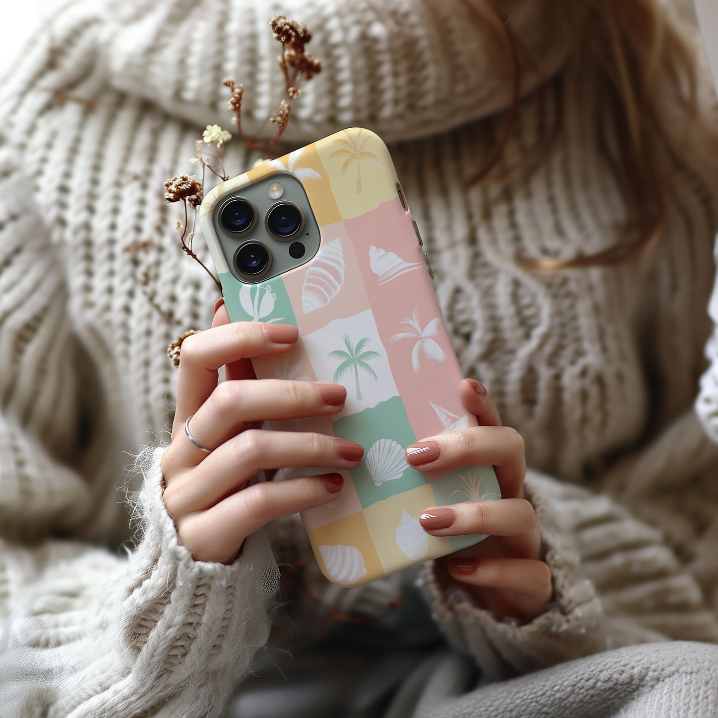Seashell Squares Phone Case – Coastal Elegance with Everyday Protection