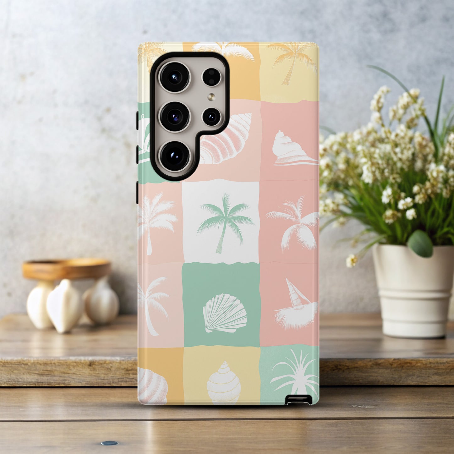 Seashell Squares Phone Case – Coastal Elegance with Everyday Protection