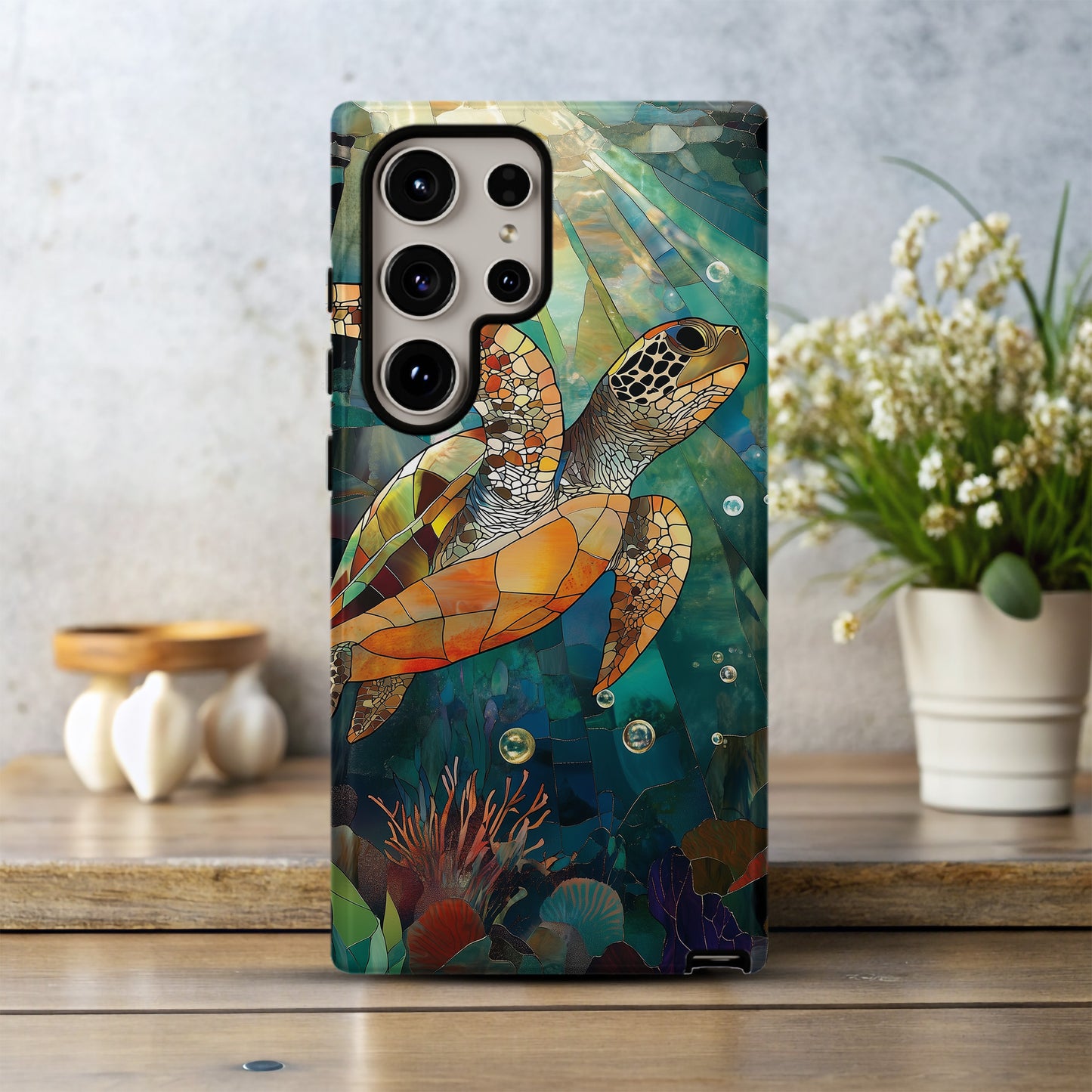 Turtlelight Mosaics Phone Case – Gentle Strength in Ocean Glass with Everyday Protection