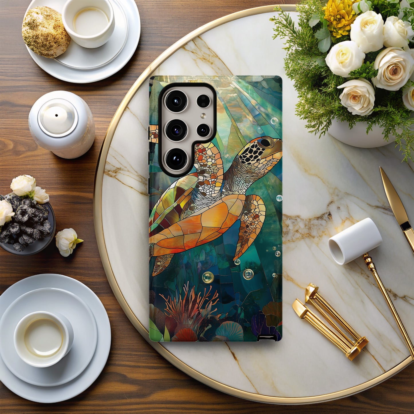 Turtlelight Mosaics Phone Case – Gentle Strength in Ocean Glass with Everyday Protection