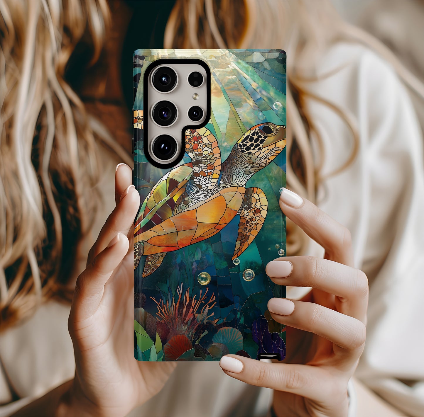 Turtlelight Mosaics Phone Case – Gentle Strength in Ocean Glass with Everyday Protection