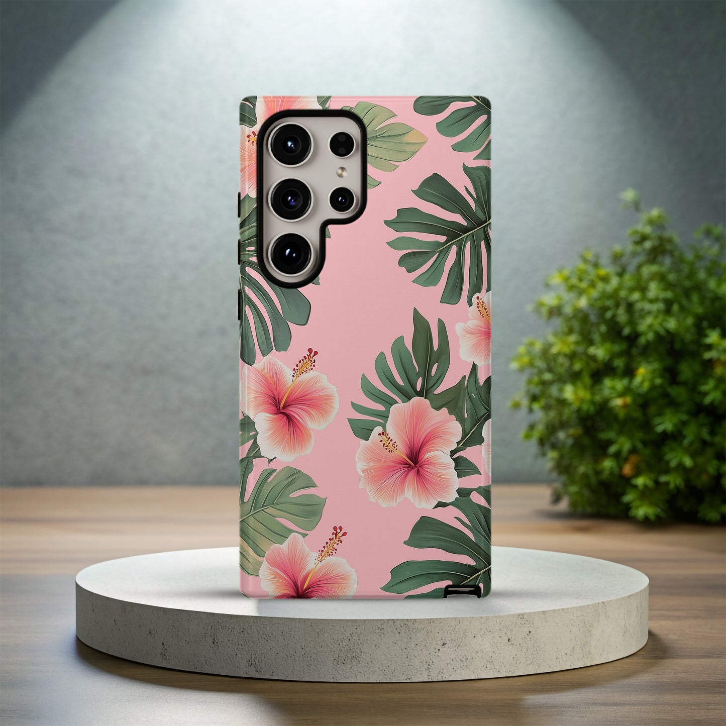 Hibiscus & Leaf Phone Case – Tropical Elegance with Everyday Protection