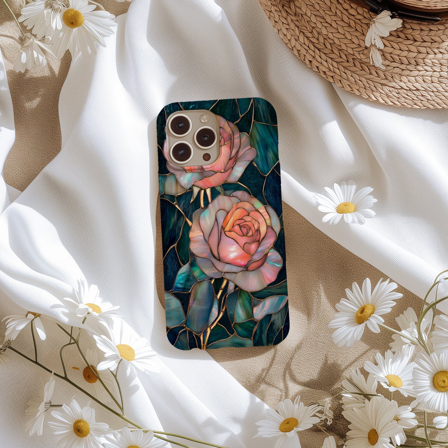 Roseglass Elegance Phone Case – Timeless Beauty in Stained Glass with Everyday Protection