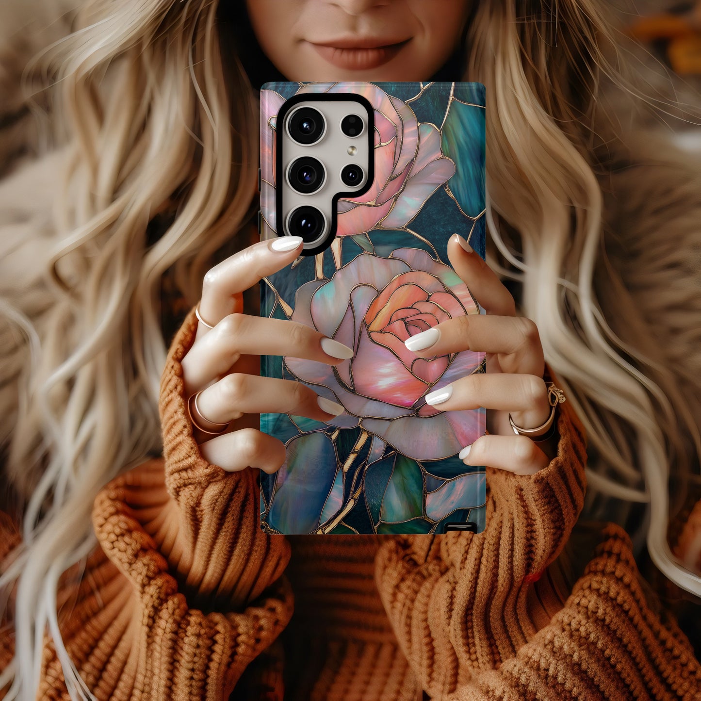 Roseglass Elegance Phone Case – Timeless Beauty in Stained Glass with Everyday Protection