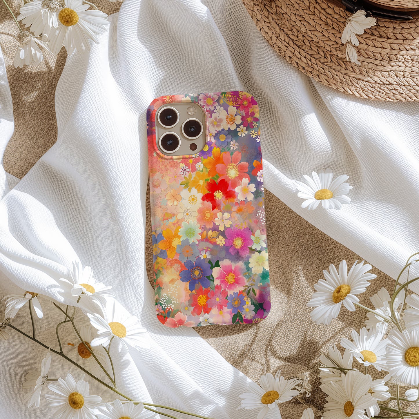 Rainbow Petals Phone Case – Colorful Blossoms & Everyday Protection in Full Bloom