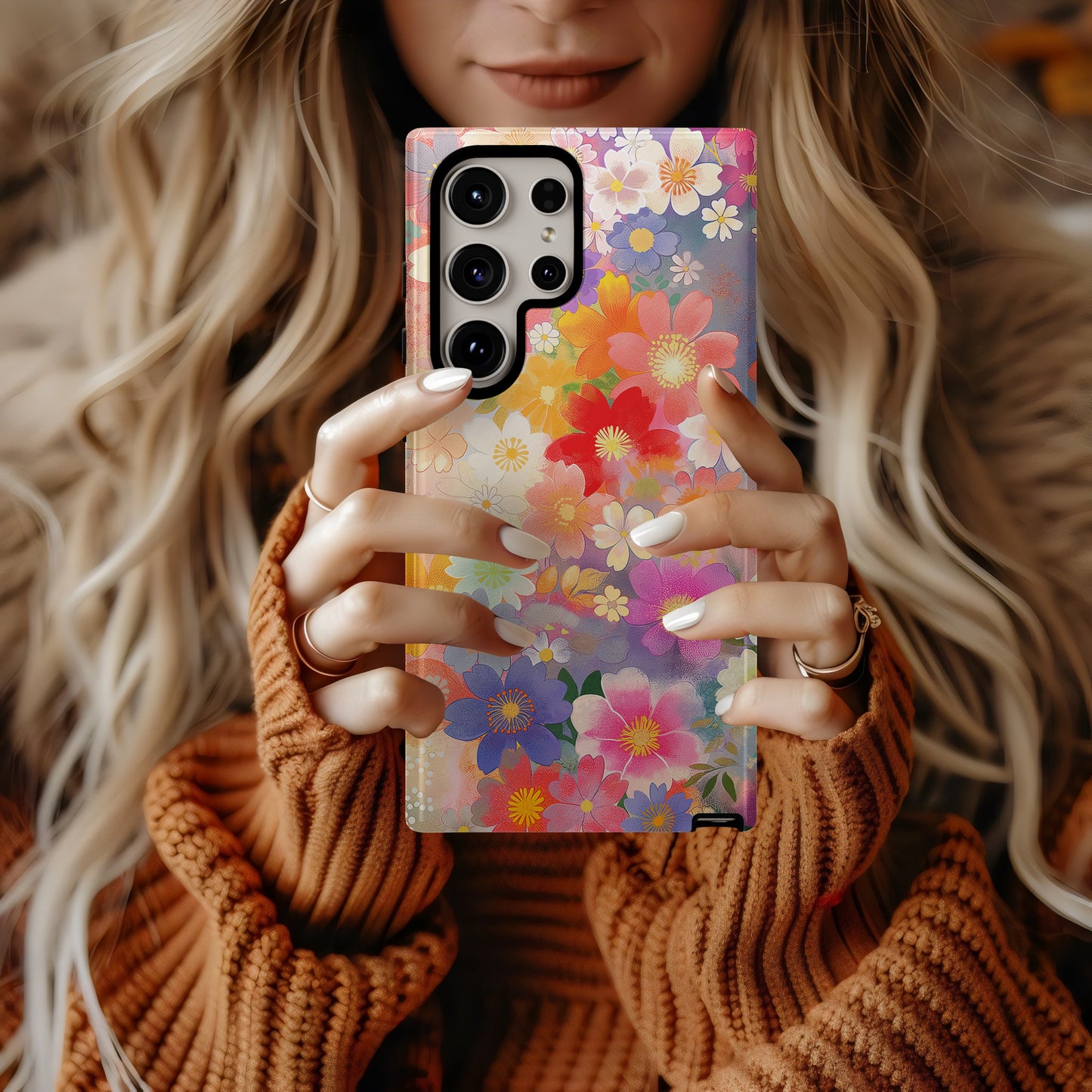 Rainbow Petals Phone Case – Colorful Blossoms & Everyday Protection in Full Bloom