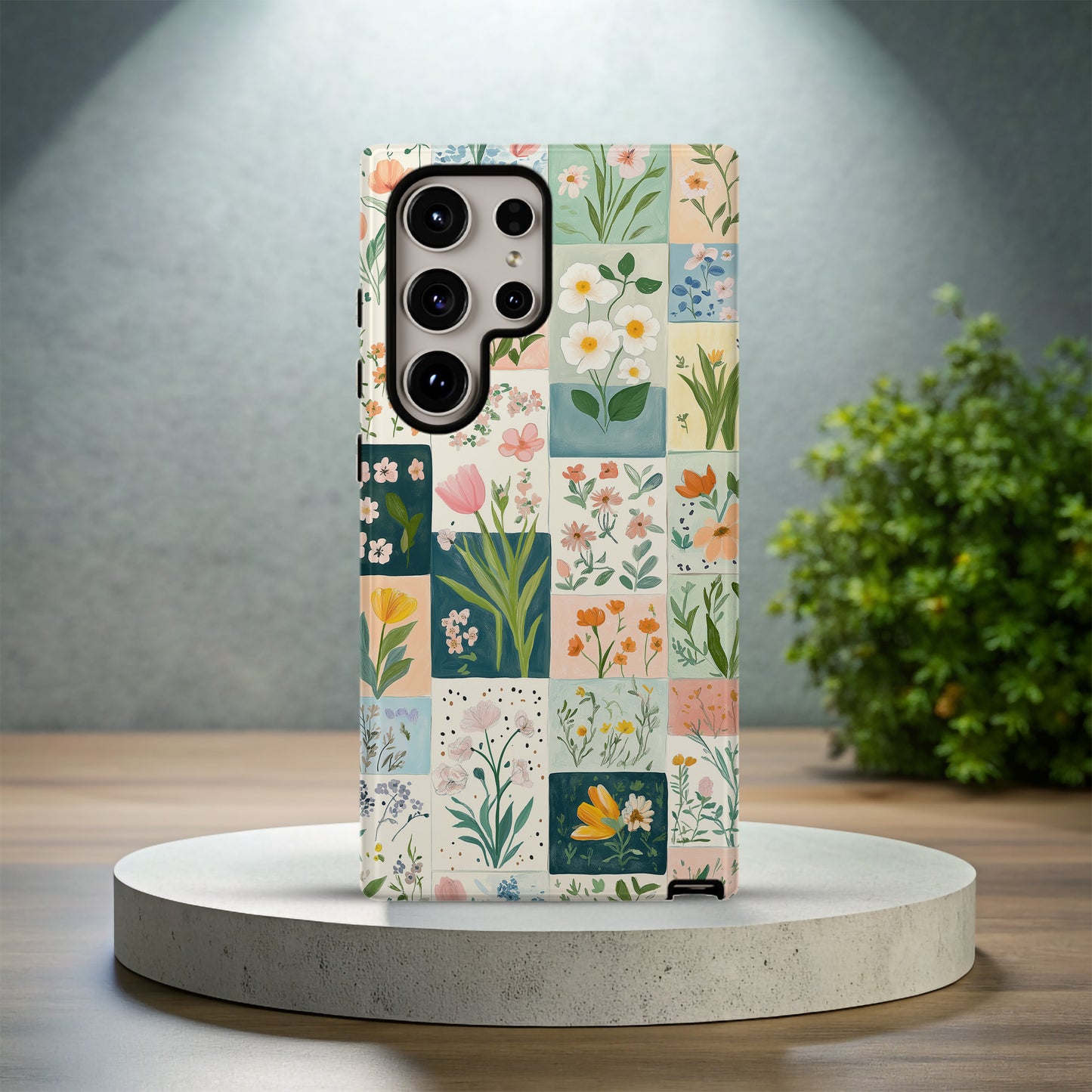 Quilted Blossoms Phone Case – Cozy Patchwork Florals with Everyday Protection