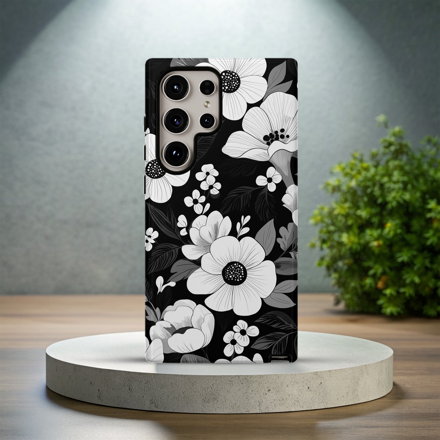 Noir Bloom Phone Case – Monochrome Florals with Bold Elegance & Everyday Protection
