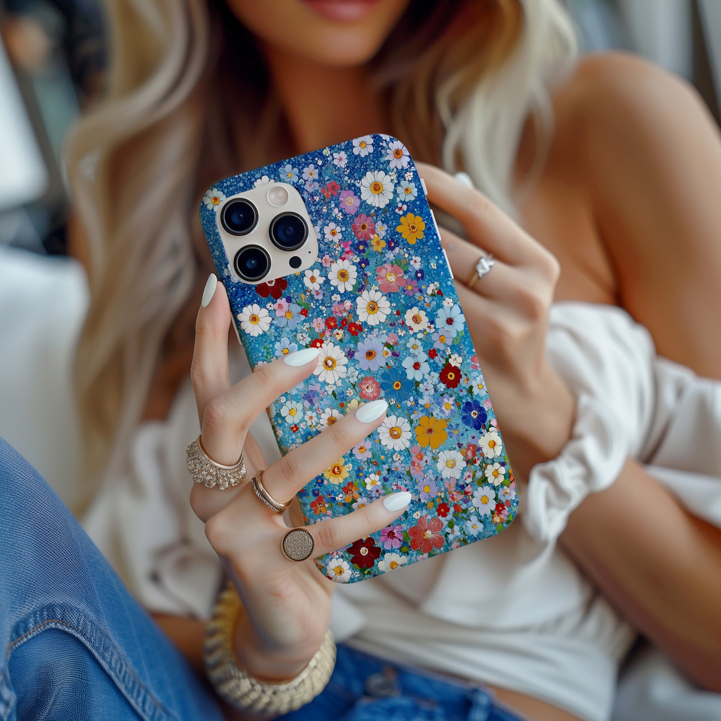 Wildbloom Canvas Phone Case – Vibrant Painted Florals with Everyday Protection