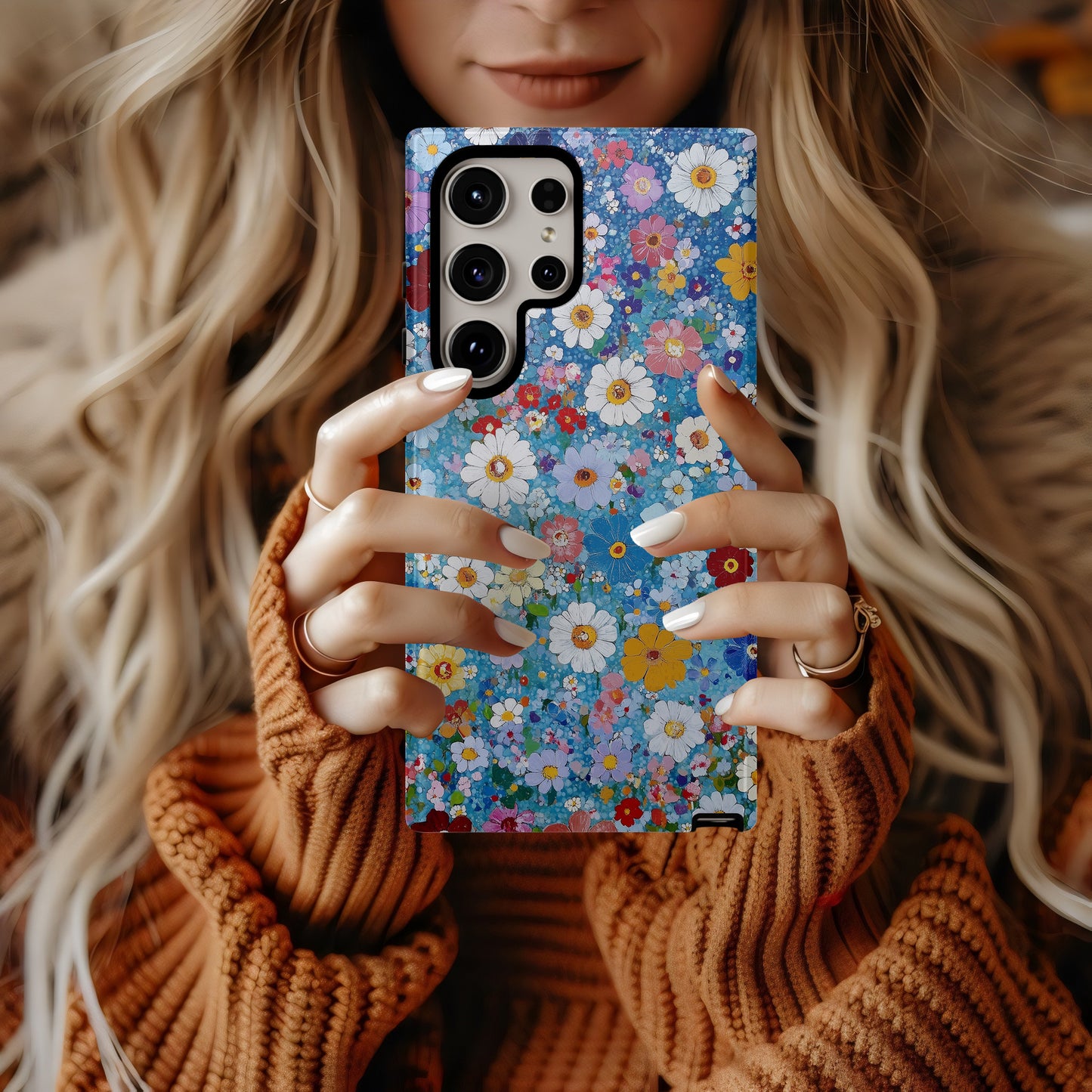 Wildbloom Canvas Phone Case – Vibrant Painted Florals with Everyday Protection