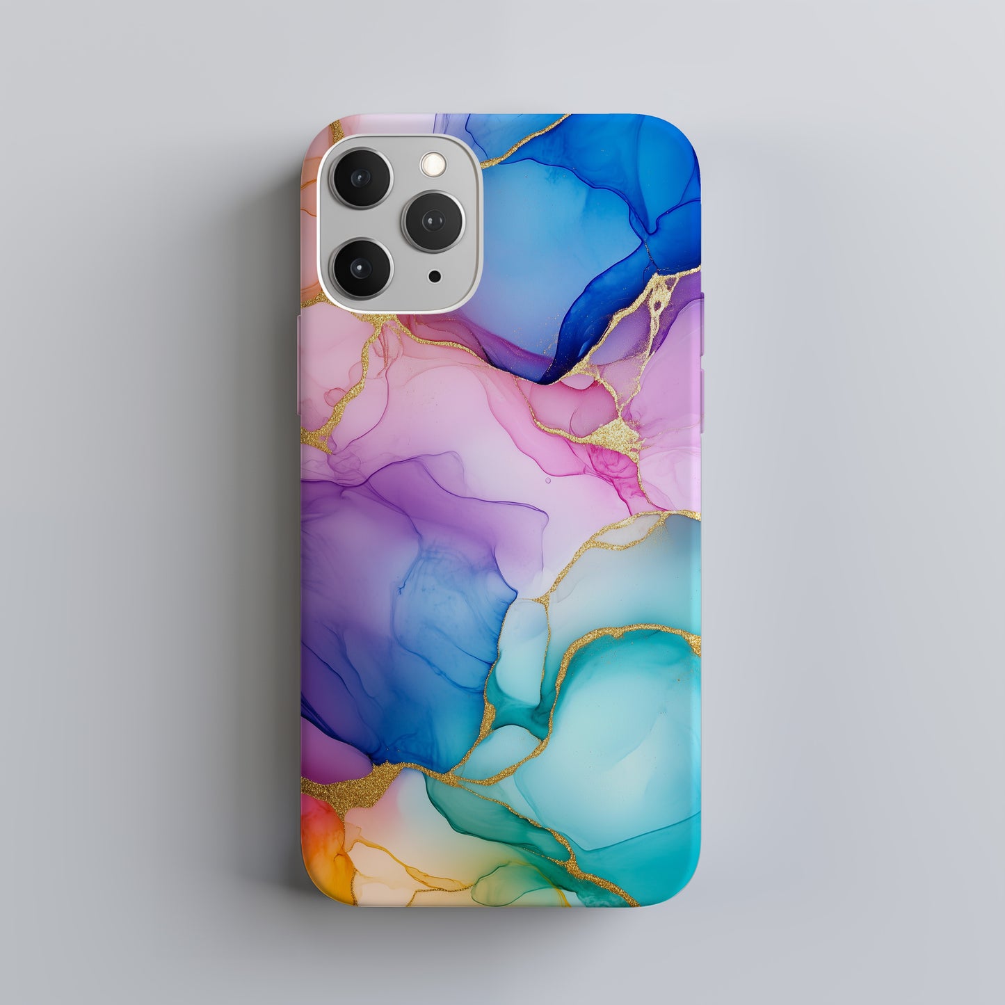 Aurora Marble Luxe Phone Case – Ethereal Hues & Everyday Protection with Golden Elegance