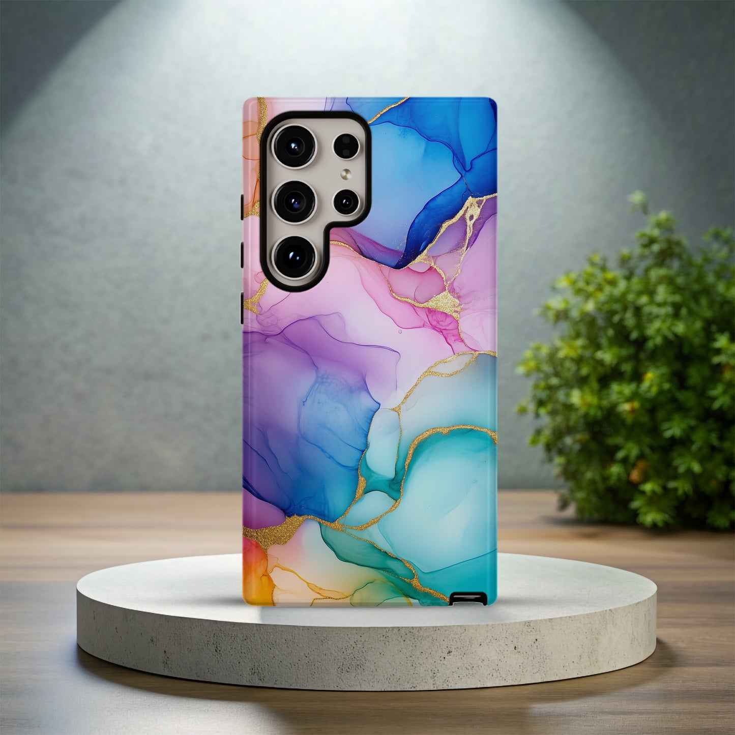 Aurora Marble Luxe Phone Case – Ethereal Hues & Everyday Protection with Golden Elegance