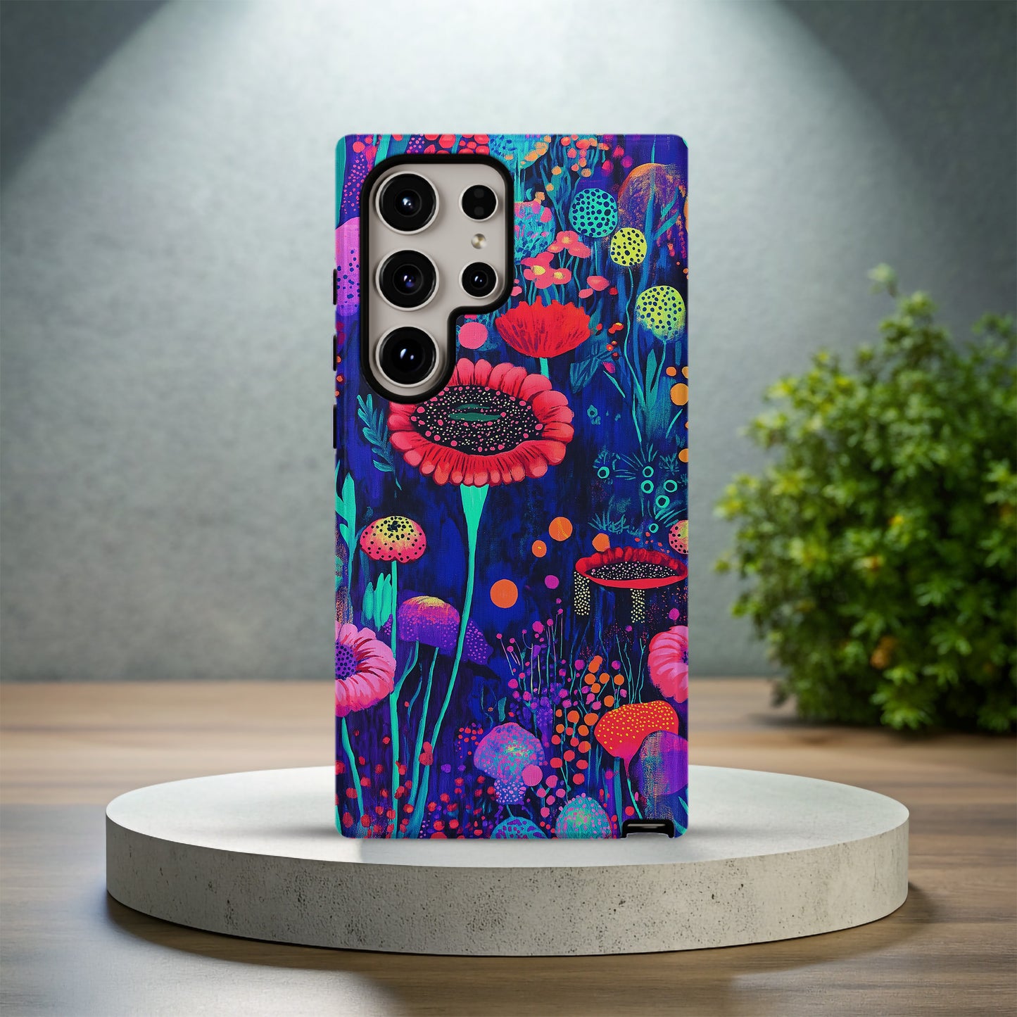 Neon Fungi Garden Phone Case – Electric Botanicals with Everyday Protection