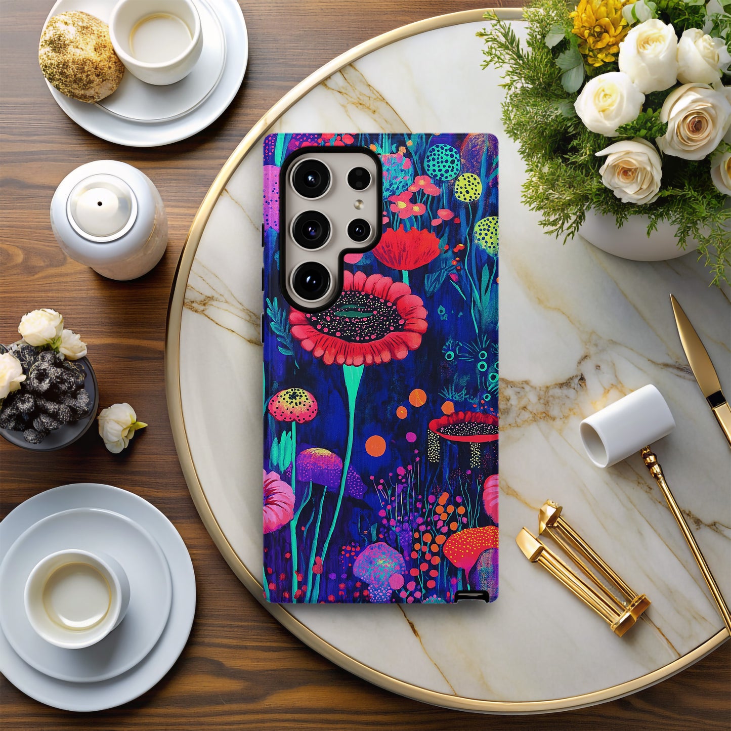 Neon Fungi Garden Phone Case – Electric Botanicals with Everyday Protection