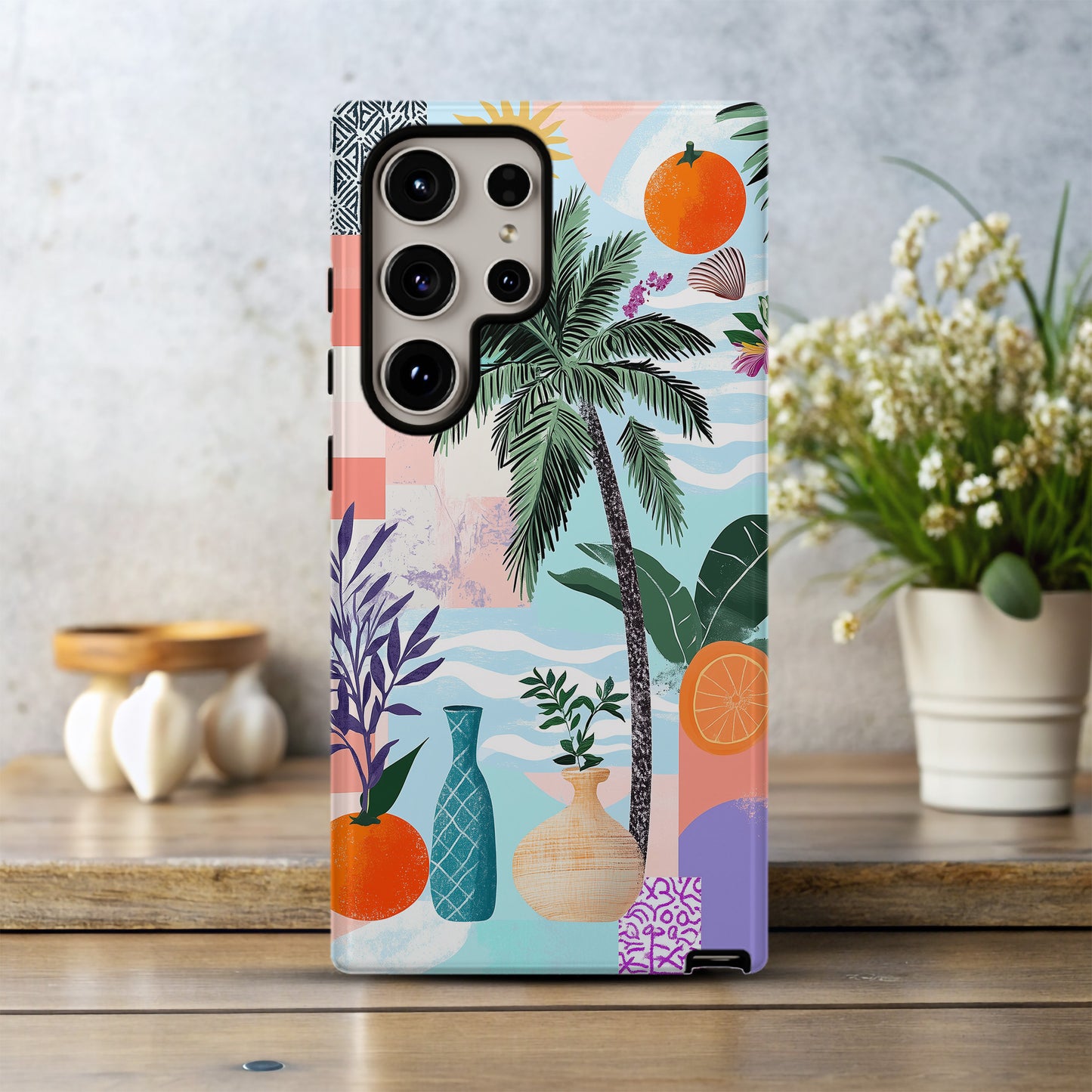 Tropical Collage Vibes Phone Case – Retro Summer Aesthetic with Everyday Protection
