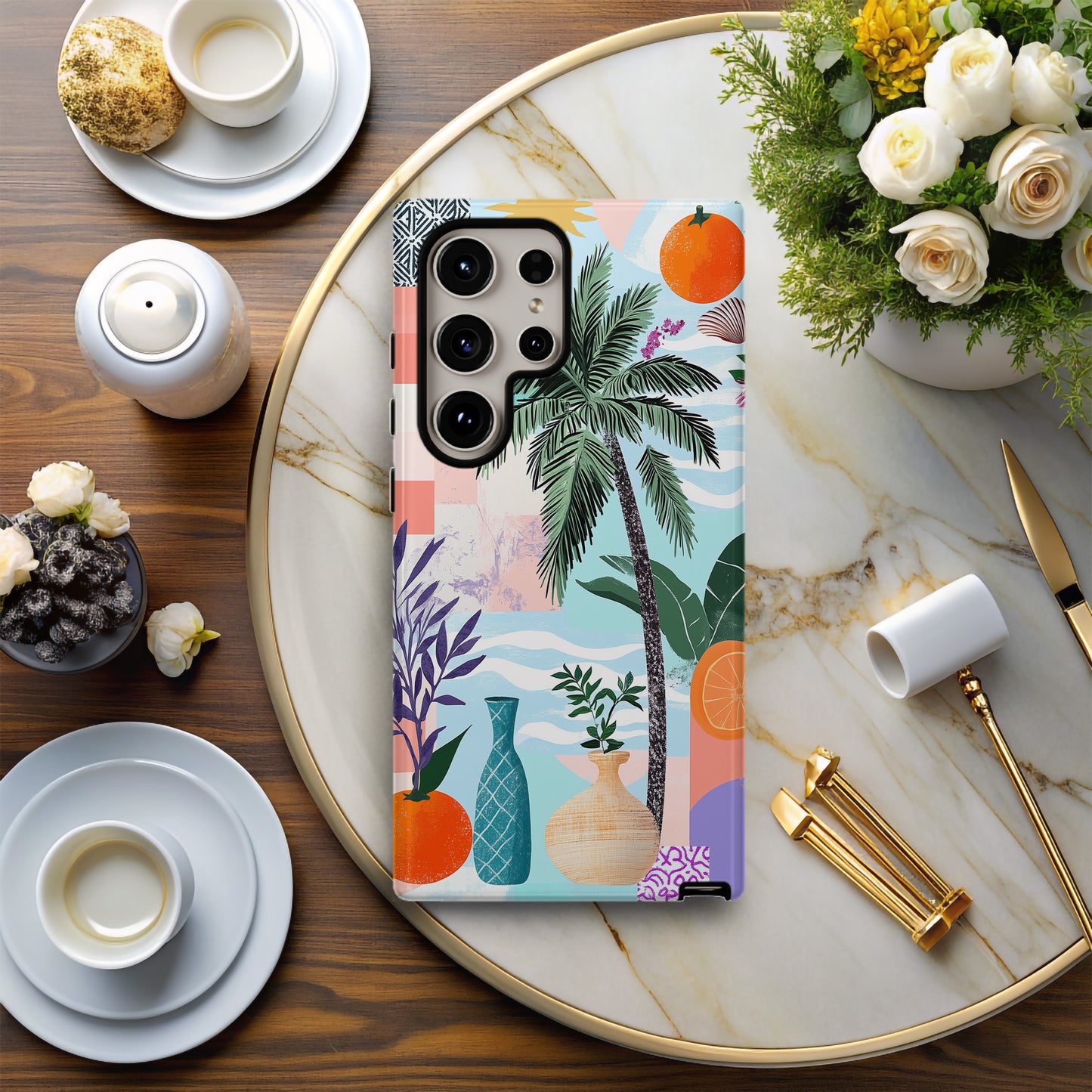 Tropical Collage Vibes Phone Case – Retro Summer Aesthetic with Everyday Protection