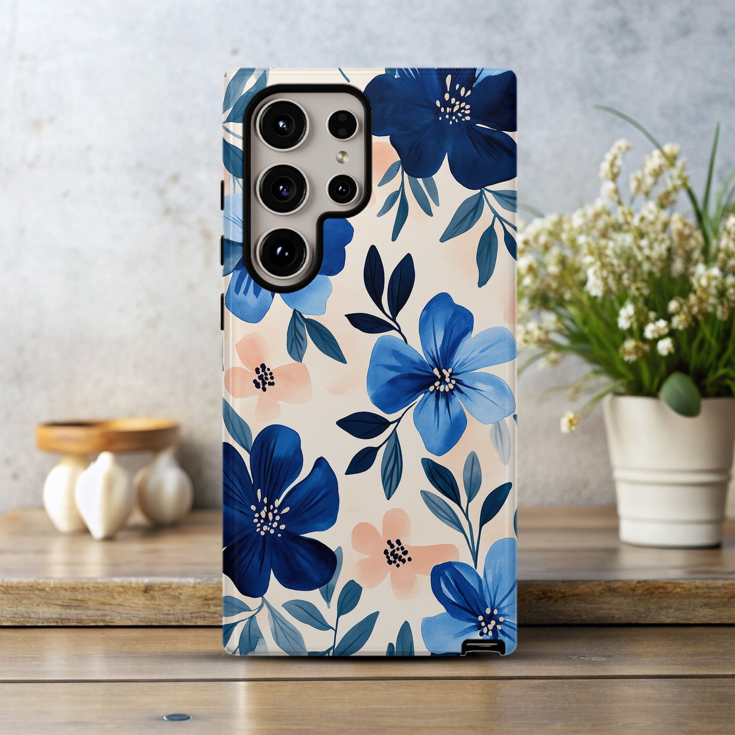 Blue Bloom Whispers Phone Case – Watercolor Florals with Everyday Elegance & Protection